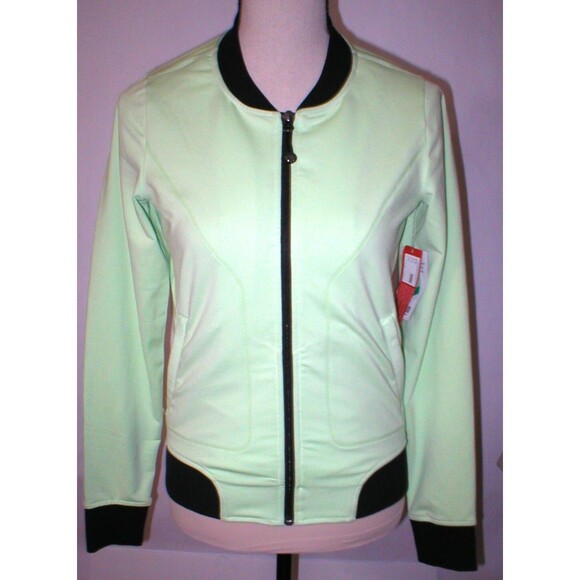 New Athleta NWT 98 Womens Recycled Jacket Green Light Bomber XS Black Bombtastic - Picture 1 of 12